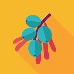 Branch of sea-buckthorn berries flat icon. Berry