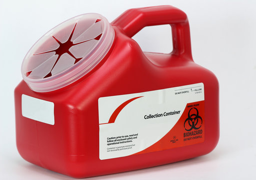 Home portable sharps container for sharp needle and other bio hazard material disposal