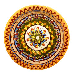 Traditional colored pottery. Painted ceramic plate.