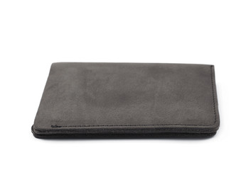 Flat leather wallet isolated