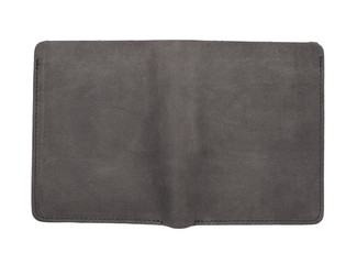 Flat leather wallet isolated