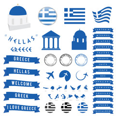 Greek travel symbol and map illustration - obrazy, fototapety, plakaty