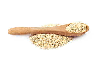 Pile of grain quinoa seeds isolated