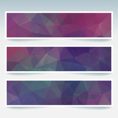 Fototapeta premium Horizontal banners set with polygonal triangles. Polygon backgrounds