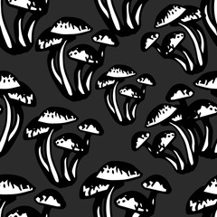 Vector seamless pattern with mushrooms