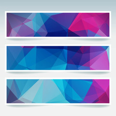 Set of banner templates with abstract background. Modern vector. Blue, pink colors
