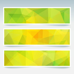 Set of banner templates with yellow, green abstract background. Modern vector