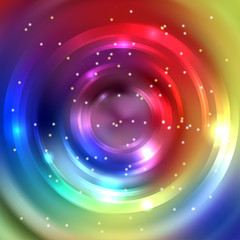 Obraz premium Vector round frame. Shining colorful circle banner. Glowing spiral. Vector