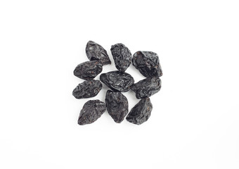 Prunes on a white background