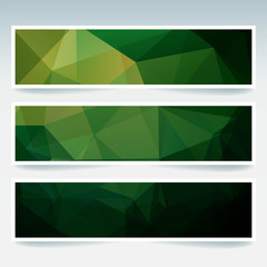 Fototapeta premium Horizontal banners set with triangles. Polygon background, vector