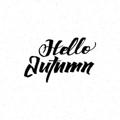 Hello Autumn - calligraphic lettering badge label for design