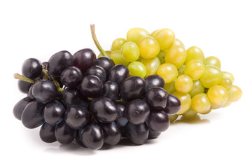 bunch of green and blue grape isolated on white background