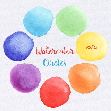 Vector rainbow colors watercolor paint stains