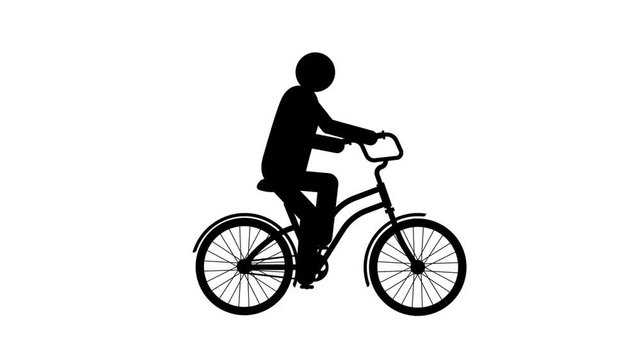 Set of 3 consecutive looped animated pictogram cyclist on a transparent background
