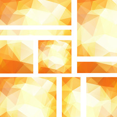 Horizontal and vertical yellow banners set with polygonal triangles. 