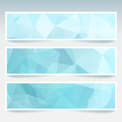 Vector banners set with polygonal abstract triangles. 