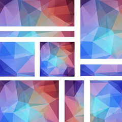 Horizontal banners set with polygonal triangles. Polygon background