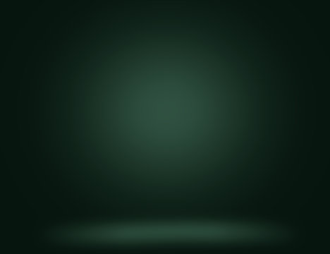 Dark green studio room background with light effects with empty space