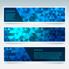 Fototapeta premium Vector banners set with polygonal abstract triangles.