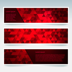 Vector banners set with polygonal abstract triangles. 