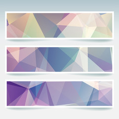 Obraz premium Vector banners set with polygonal abstract colorful triangles. 