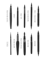 Set of drawing tools. Hand drawn art materials on the white background. Sketching kit 