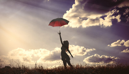 young woman with umbrella