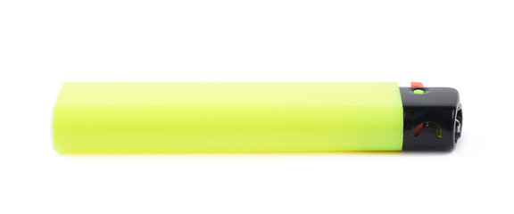 Yellow plastic lighter isolated