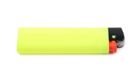 Yellow plastic lighter isolated