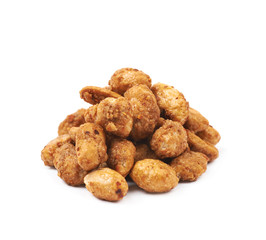 Pile of sugar coated peanuts isolated