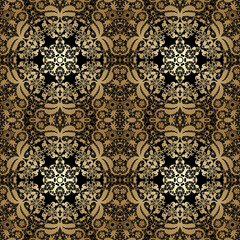 Vintage seamless background with lacy ornament. Golden pattern,