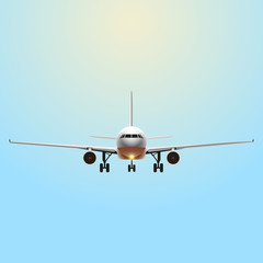 Fototapeta na wymiar Plane front view, vector illustration, realistic design