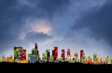  Fruit Vegetable Cityscape