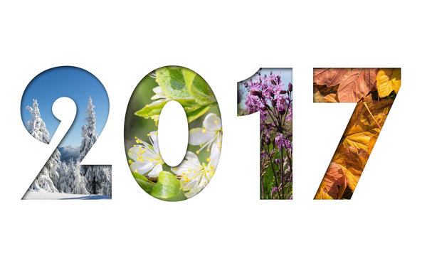 Number 2017 from four seasons photos for calendar, flyer, poster