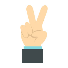 Gesture victoria icon in flat style isolated on white background. Gestural symbol