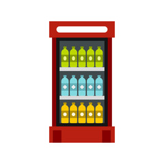 Fridge with drinks icon in flat style isolated on white background. Storage symbol