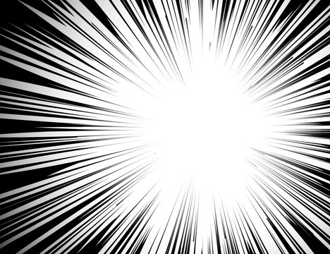 Manga comic book flash explosion radial lines background.