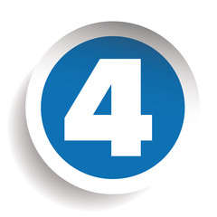 Fototapeta premium Number Four sticker vector blue