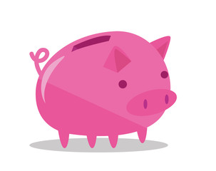 Pink piggy bank vector illustration.