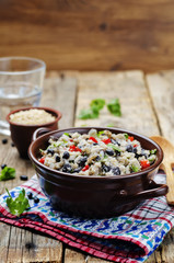 Black beans pepper cilantro cauliflower brown rice