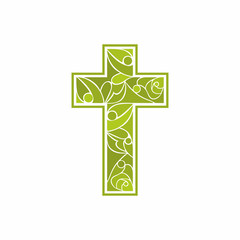 Church logo. Christian symbols. Jesus cross.