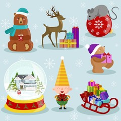 Christmas and New Year holiday Icons and attributes vector image design set for you illustration, design, postcards, labels, stickers and other creative needs.