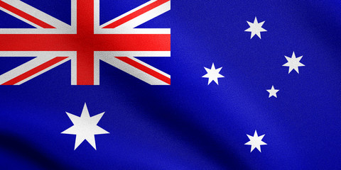 Flag of Australia waving with fabric texture