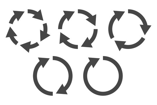 Repetitive process icon with circular arrows explanation. Icon reflect renewable energy, recycling, repeatable industry and business processes.