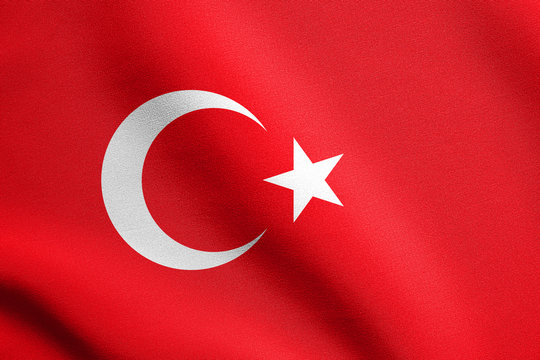 Flag of Turkey waving with fabric texture