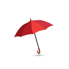 Umbrella isolated over white background. Red opened umbrella. Vector accessory fashion
