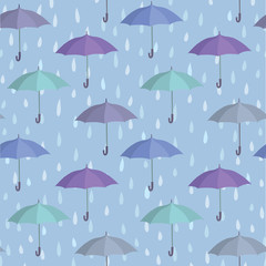 Raindrop and umbrella background. Rainstorm Seamless Pattern. Rainy weather ornament