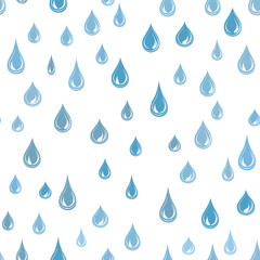 Water drops seamless pattern. Raindrop background. Rain texture Fall white ornament