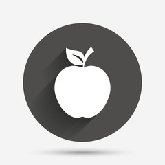 Apple sign icon. Fruit with leaf symbol.