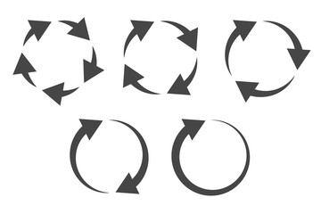 Repetitive process icon with circular arrows explanation. Icon reflect renewable energy, recycling, repeatable industry and business processes.